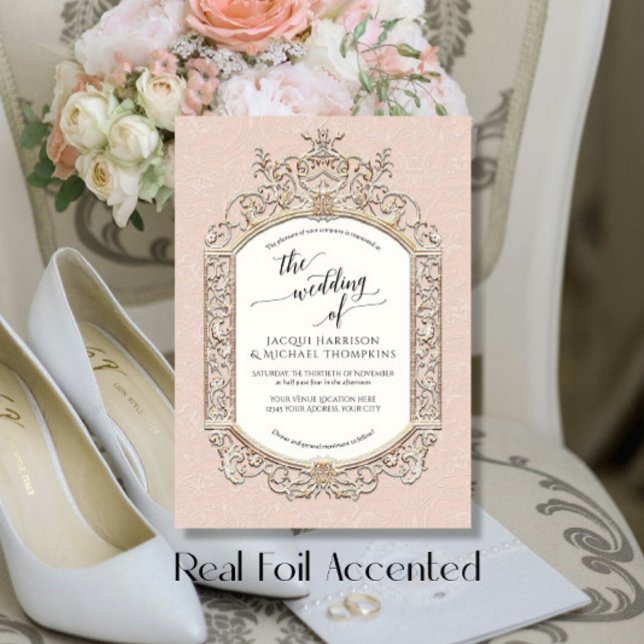 Elegant Vintage Baroque Scrollwork Blush Pink Gold (Creator Uploaded)