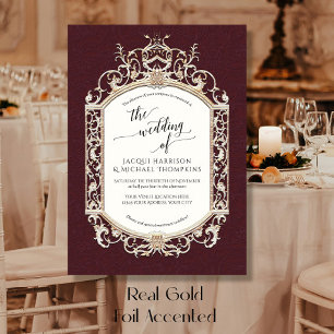 Elegant Vintage Baroque Scrollwork Burgundy 