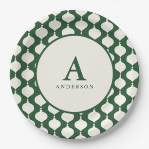 Elegant vintage bauble Christmas party Paper Plate