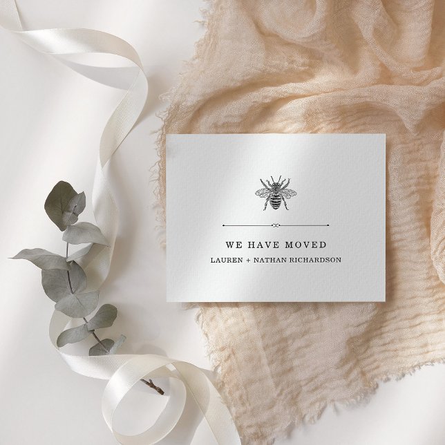 Elegant Vintage Bee | Change of Address Announcement Postcard (Creator Uploaded)