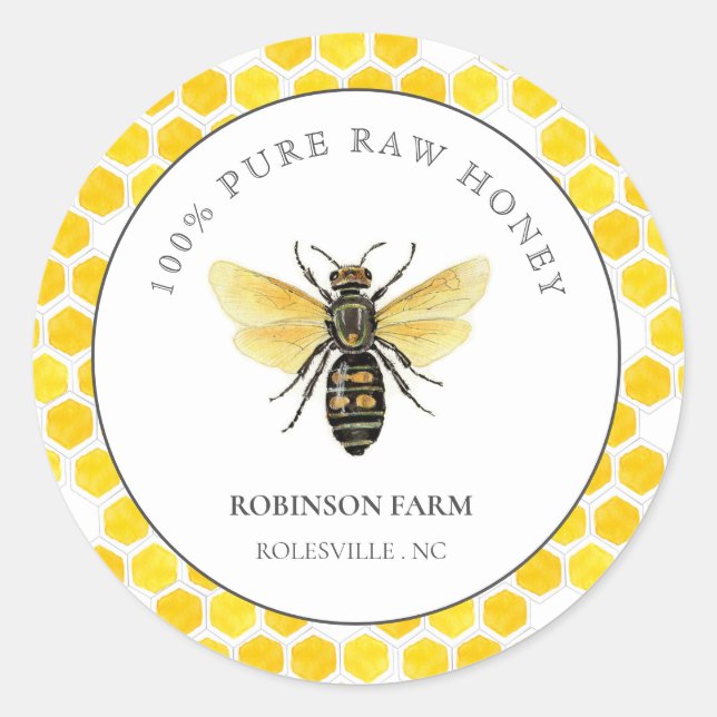 Elegant Vintage bee  Classic Round Sticker (Front)