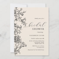 Elegant Vintage Beige Black Bridal Shower 