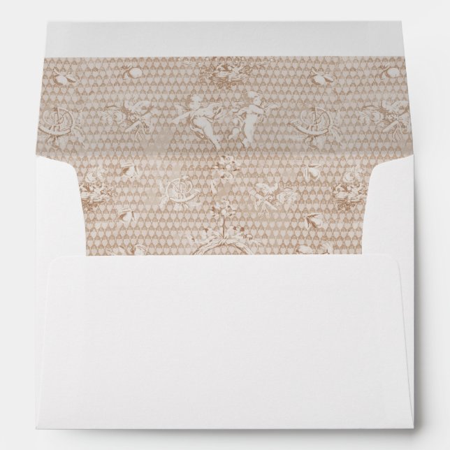 Elegant Vintage Beige Cupid Angels Envelope (Back (Bottom))