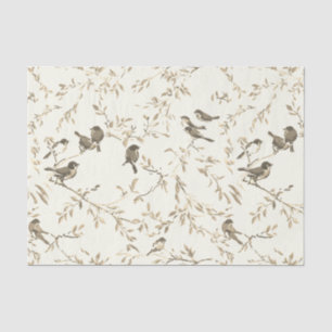 Elegant Vintage Bird and Branch Pattern Tissue Paper