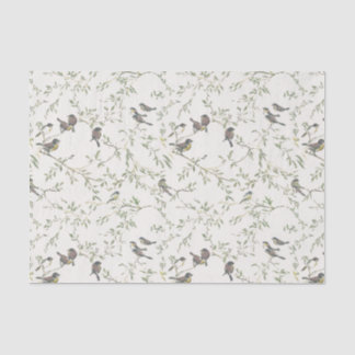Elegant Vintage Bird and Branch Pattern Tissue Paper