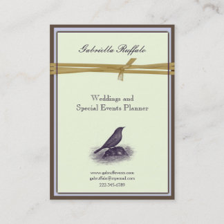 Elegant Vintage Bird Brown Damask and Purple Business Card