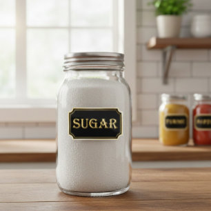 Elegant Vintage Black and Gold Pantry Label 