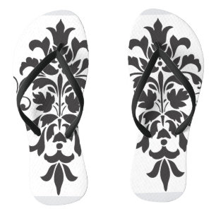 Elegant Vintage Black and White Damask  Jandals