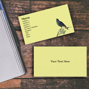 Elegant Vintage Black Bird Yellow Business Card