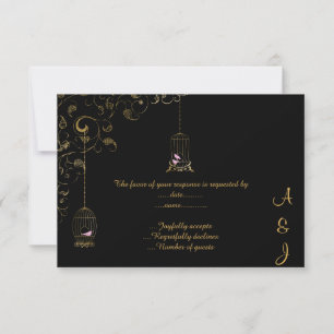 ELEGANT VINTAGE BLACK BIRDCAGE CUSTOM RSVP CARD
