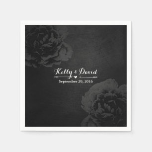 Elegant Vintage Black Floral Wedding Napkin