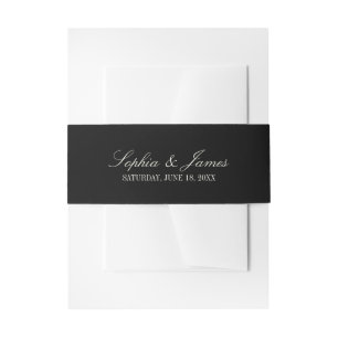 Elegant Vintage Black Ivory Wedding Invitation Belly Band