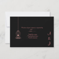 ELEGANT VINTAGE BLACK PINK BIRDCAGE CUSTOM RSVP