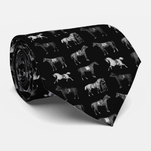 Elegant Vintage Black Saddled Horses Tie