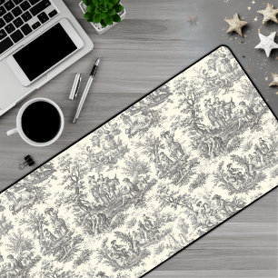 Elegant vintage black toile de jouy desk mat