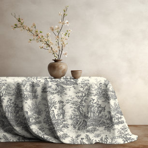 Elegant vintage black toile de jouy printed  tablecloth