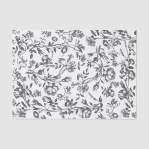Elegant Vintage Black White Floral Tissue Paper