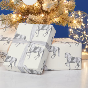 Elegant Vintage Black White Lipizzaner Horse Wrapping Paper