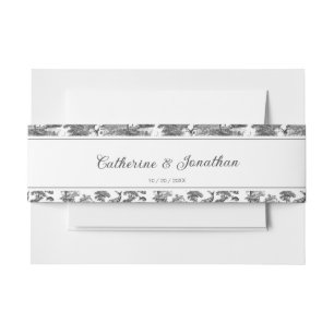 Elegant Vintage Black White Toile Deer Pattern Invitation Belly Band
