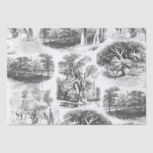 Elegant Vintage Black White Toile English Country Tissue Paper