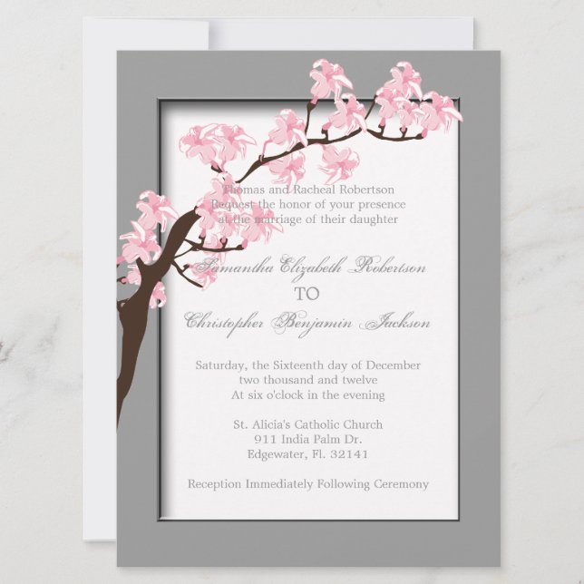 Elegant Vintage Blossoms Wedding Invite (Front)
