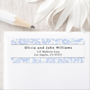 Elegant Vintage Blue Botanical Return Address