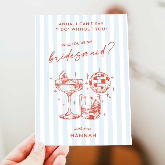 Elegant Vintage Blue Bridesmaid Proposal Card (Creator Uploaded)