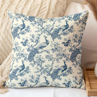 Elegant Vintage Blue Chinoiserie Peacock