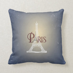 Elegant Vintage Blue Eiffel Tower Paris Design Cushion