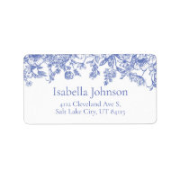 Elegant Vintage Blue Floral Botanical Address