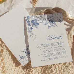 Elegant Vintage Blue Floral Jouy Detail Card
