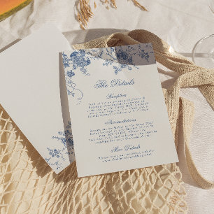 Elegant Vintage Blue Floral Jouy Detail Card