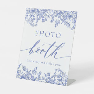 Elegant Vintage Blue Floral Photo Booth Sign