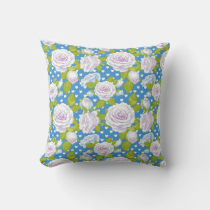 Elegant Vintage Blue Floral Rose Heart Charming Cushion