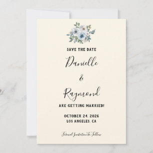 Elegant Vintage Blue Floral Save The Date