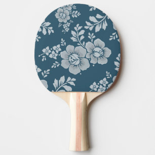 Elegant Vintage Blue Flower Pattern Ping Pong Paddle