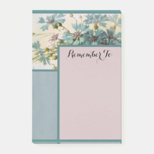Elegant Vintage Blue Green Flowers Post-it Notes