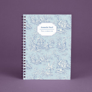 Elegant vintage blue grey toile de jouy notebook