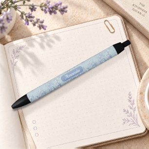 Elegant Vintage Blue Grey Toile De Jouy Pastoral Black Ink Pen
