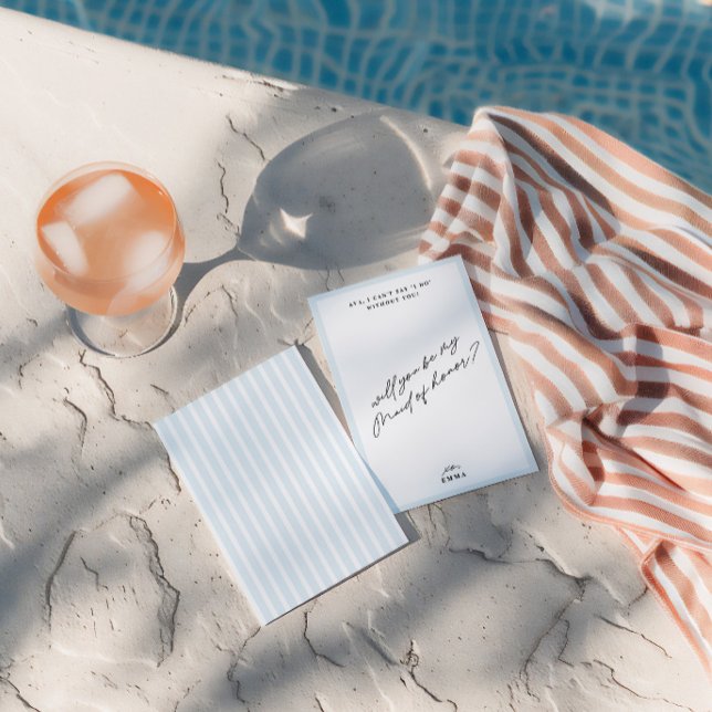 Elegant Vintage Blue Maid of Honour Proposal Card (Elegant Vintage Blue Maid of Honor Proposal Card)