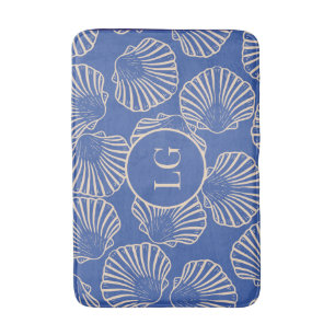 Elegant Vintage Blue Seashell Bath Mat