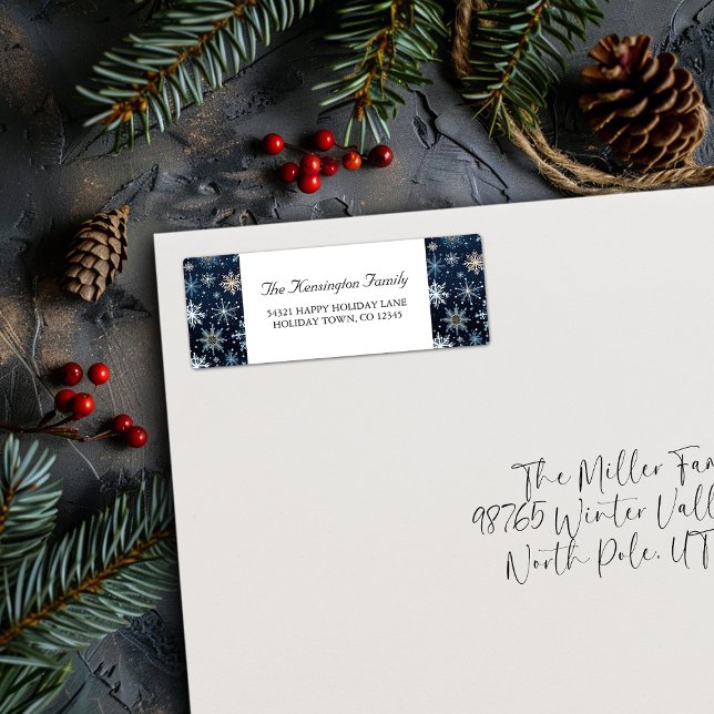 Elegant Vintage Blue Snowflakes Winter (Elegant Vintage Blue Snowflakes Winter Label)