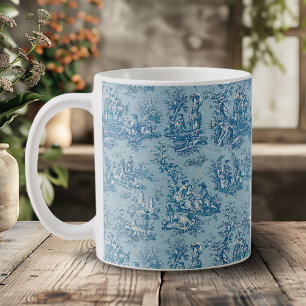 Elegant Vintage Blue Teal French Toile De Jouy Coffee Mug