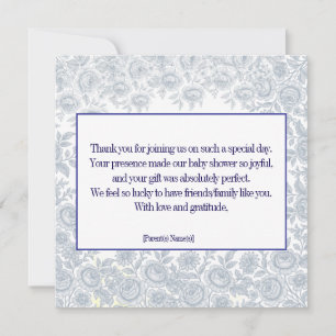 Elegant Vintage Blue Toil Baby Shower Thankyou Thank You Card