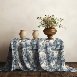Elegant vintage Blue toile de jouy monogram Tablecloth