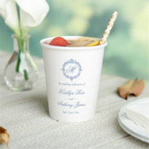 Elegant Vintage Blue Toile Monogram Wedding
