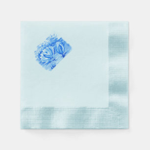 Elegant vintage blue water lilies napkin
