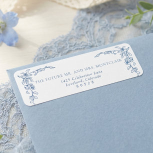 Elegant Vintage Blue Wedding Return Address