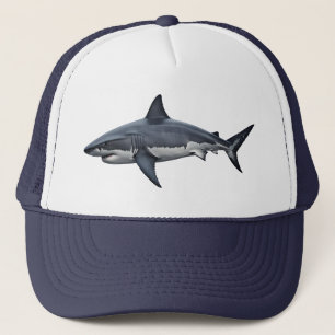 Elegant Vintage blue white shark Trucker Hat