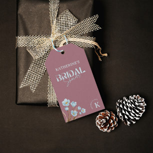 Elegant Vintage BlueWatercolorFloral Bridal Shower Gift Tags